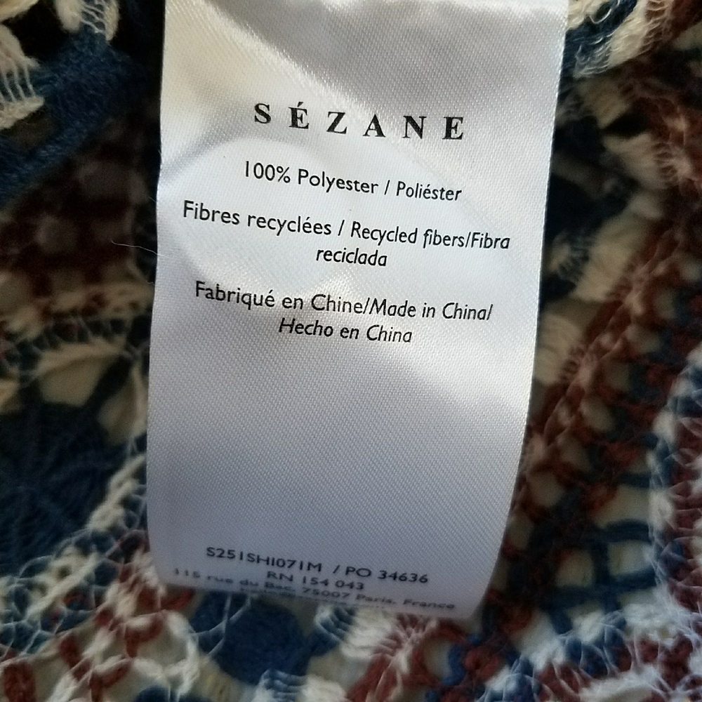 Sézane Breah Blouse - Ecru with Chestnut and Midnight Blue Stripes - Picture 10 of 11